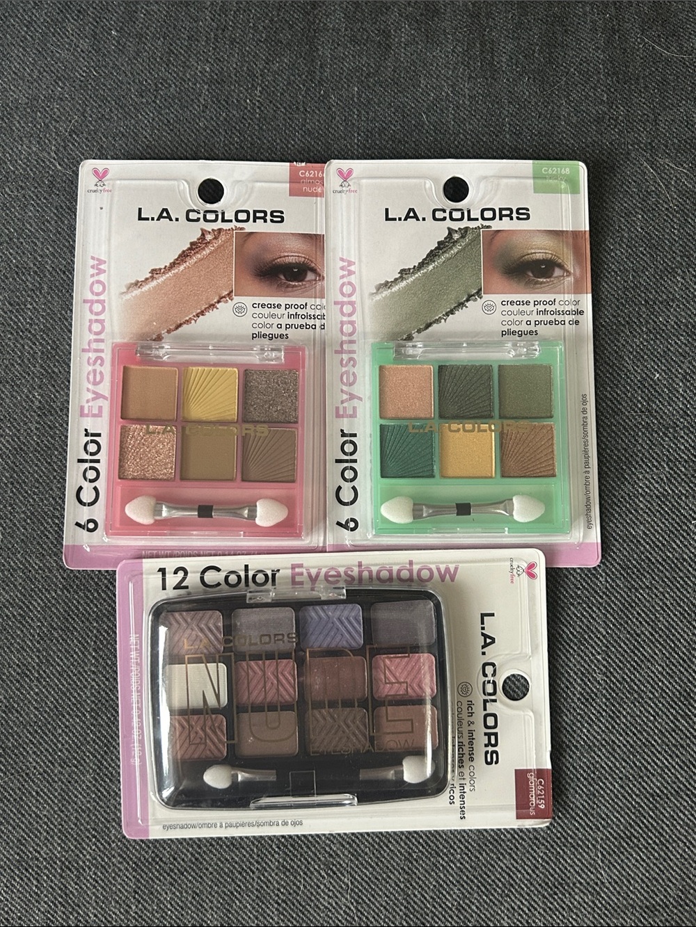 L.A. COLORS 6 & 12 Color Eyeshadow Sets - Pink, Green, Neutral Browns & Mauve